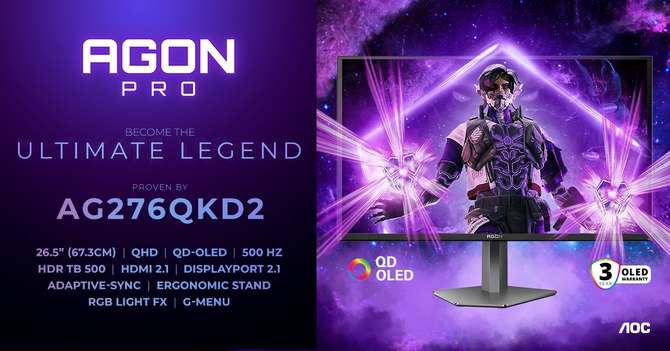 AOC AGON PRO AG276QKD2 - Pełna specyfikacja monitora QD-OLED 500 Hz dla graczy. Polska zapowiedź i cena urządzenia [4]