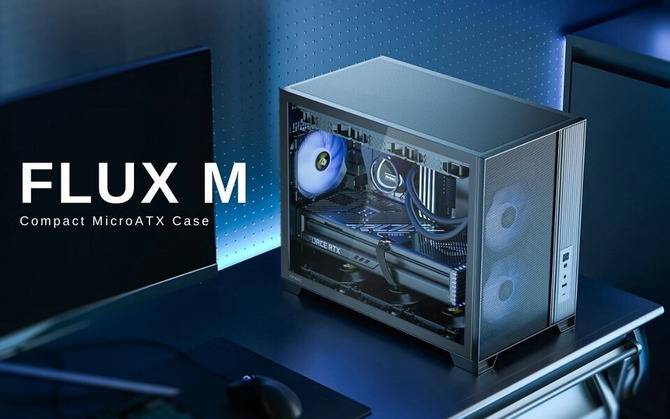 Antec FLUX M - mała obudowa Micro ATX, która fabrycznie oferuje 6 wentylatorów. Przewiewny model ze szklanym bokiem [1]