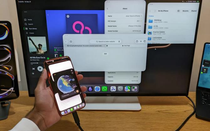 Exploit iOS 26.1 pozwala uruchomić iPadOS na iPhone 17 Pro Max z obsługą Stage Manager i zewnętrznego monitora [1]