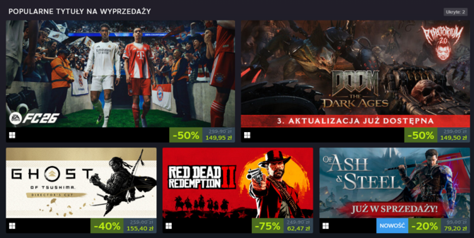 Ruszyła niespodziewana wyprzedaż na Steam. Z okazji Czarnego Piątku taniej kupisz gry, a także konsolę Steam Deck [2]