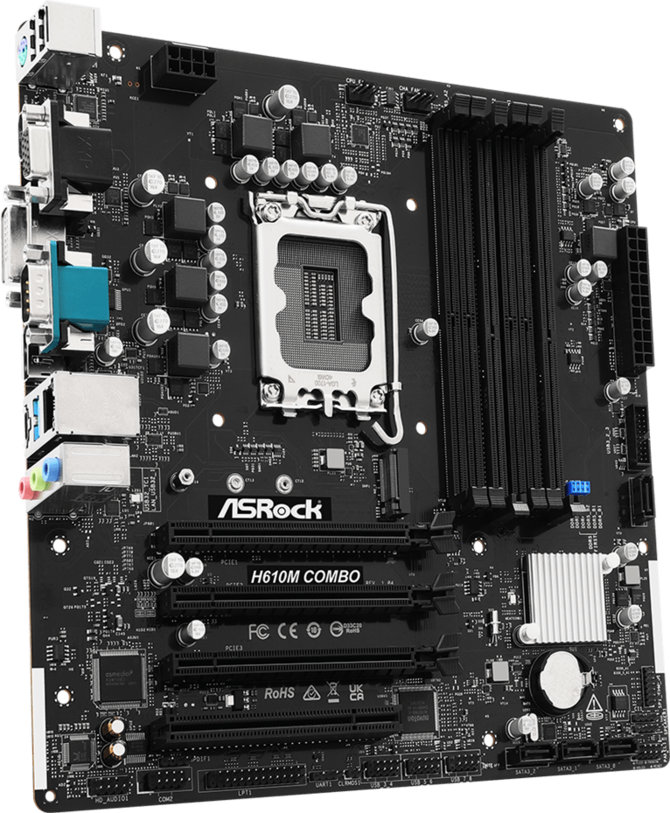 ASRock H610M COMBO - płyta główna mATX, która obsługuje DDR4 i DDR5. Na pokładzie gniazdo Ultra M.2 i LGA1700 [3]