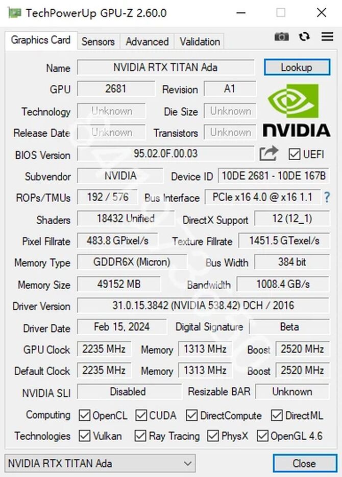 NVIDIA RTX TITAN Ada - w sieci pojawił się kolejny prototyp 4-slotowej karty graficznej o mocarnej specyfikacji [8]