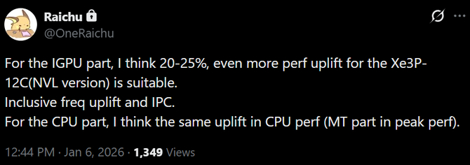 Zintegrowane układy graficzne Intel Xe3P w procesorach Nova Lake mają przynieść spory wzrost wydajności względem Xe3 [2]