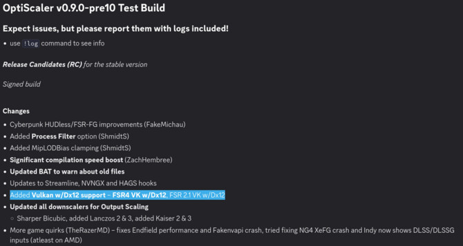 OptiScaler wprowadza możliwość podmiany upscalingu na AMD FSR 4 w grach korzystających z API Vulkan [2]