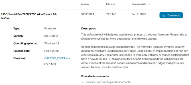 Najnowszy firmware do 11 modeli drukarek HP blokuje regenerowane wkłady i zamienniki. Narazili się ekologom [2]