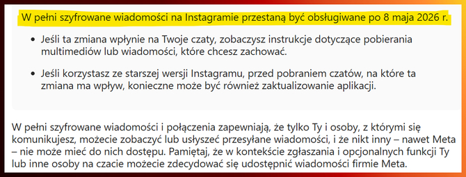 Instagram niebawem straci istotną funkcję. Przesyłane wiadomości nie będą już tak prywatne, jak do tej pory [2]