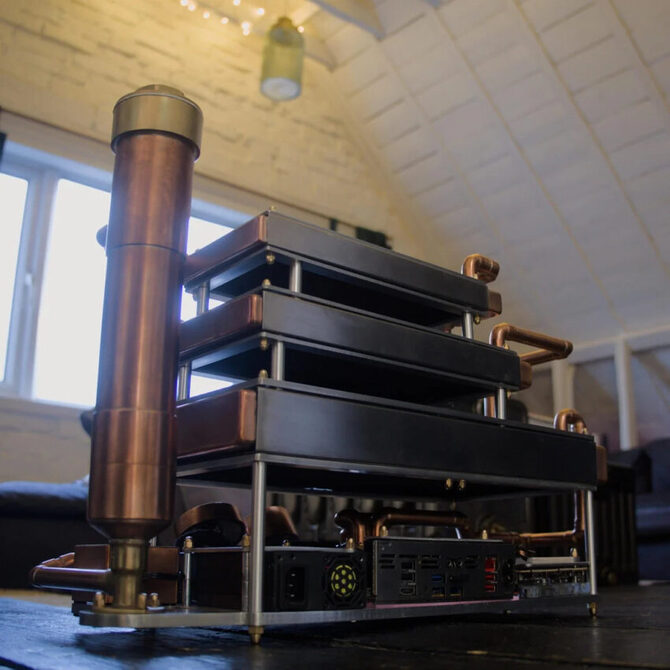 Oto pasywnie chłodzony PC z kartą GeForce RTX 5080 i Ryzenem 7 9800X3D. Niestety, steampunkowy design to jego największa zaleta [2]