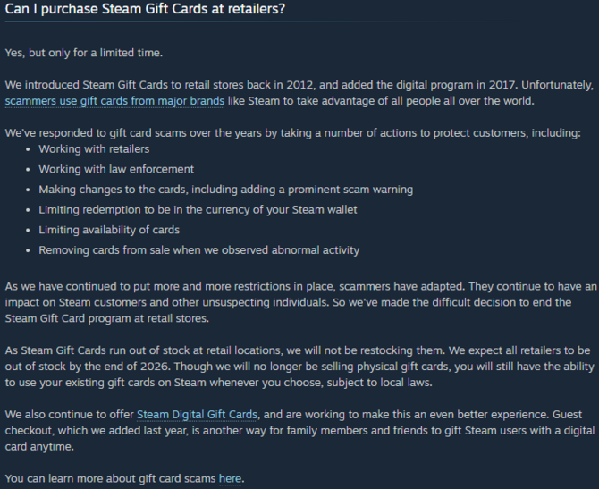 Valve rezygnuje z fizycznych kart podarunkowych Steam. Firma tłumaczy decyzję problemem oszustw [2]