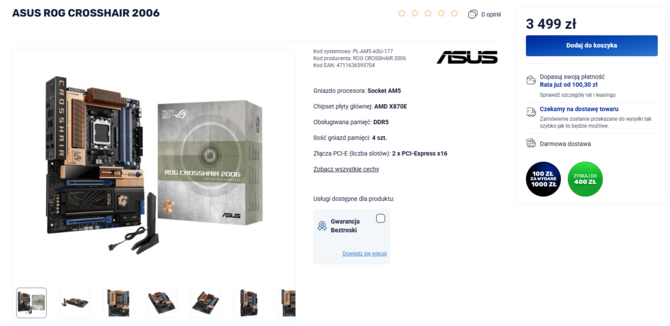 Płyta główna ASUS ROG Crosshair 2006 trafiła do polskich sklepów. Tanio nie jest, ale retro design i tak może skusić pasjonatów [3]
