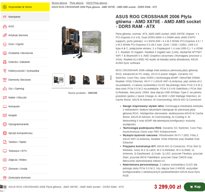 Płyta główna ASUS ROG Crosshair 2006 trafiła do polskich sklepów. Tanio nie jest, ale retro design i tak może skusić pasjonatów [4]