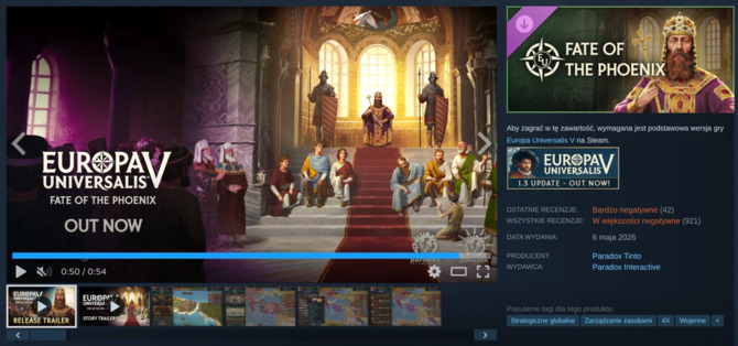 Europa Universalis V zbiera coraz więcej negatywnych ocen. Fate of the Phoenix okazało się rozczarowaniem, co się dzieje z tą strategią? [3]