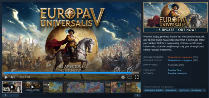 Europa Universalis V zbiera coraz więcej negatywnych ocen. Fate of the Phoenix okazało się rozczarowaniem, co się dzieje z tą strategią? [2]