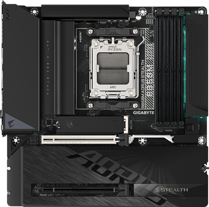 Gigabyte B850M AORUS STEALTH oficjalnie. Nowa płyta główna ukrywa złącza z tyłu laminatu [3]
