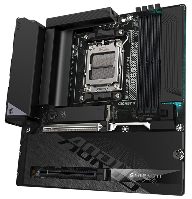 Gigabyte B850M AORUS STEALTH oficjalnie. Nowa płyta główna ukrywa złącza z tyłu laminatu [2]