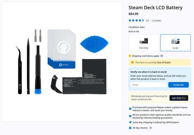 Valve zaczyna ograniczać części do Steam Deck LCD. iFixit informuje o problemach z dostępem do oryginalnych baterii [3]