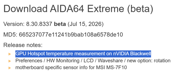 NVIDIA GeForce RTX 5000 - Popularne, diagnostyczne programy zaczęły raportować informacje o temperaturach hot spot [2]