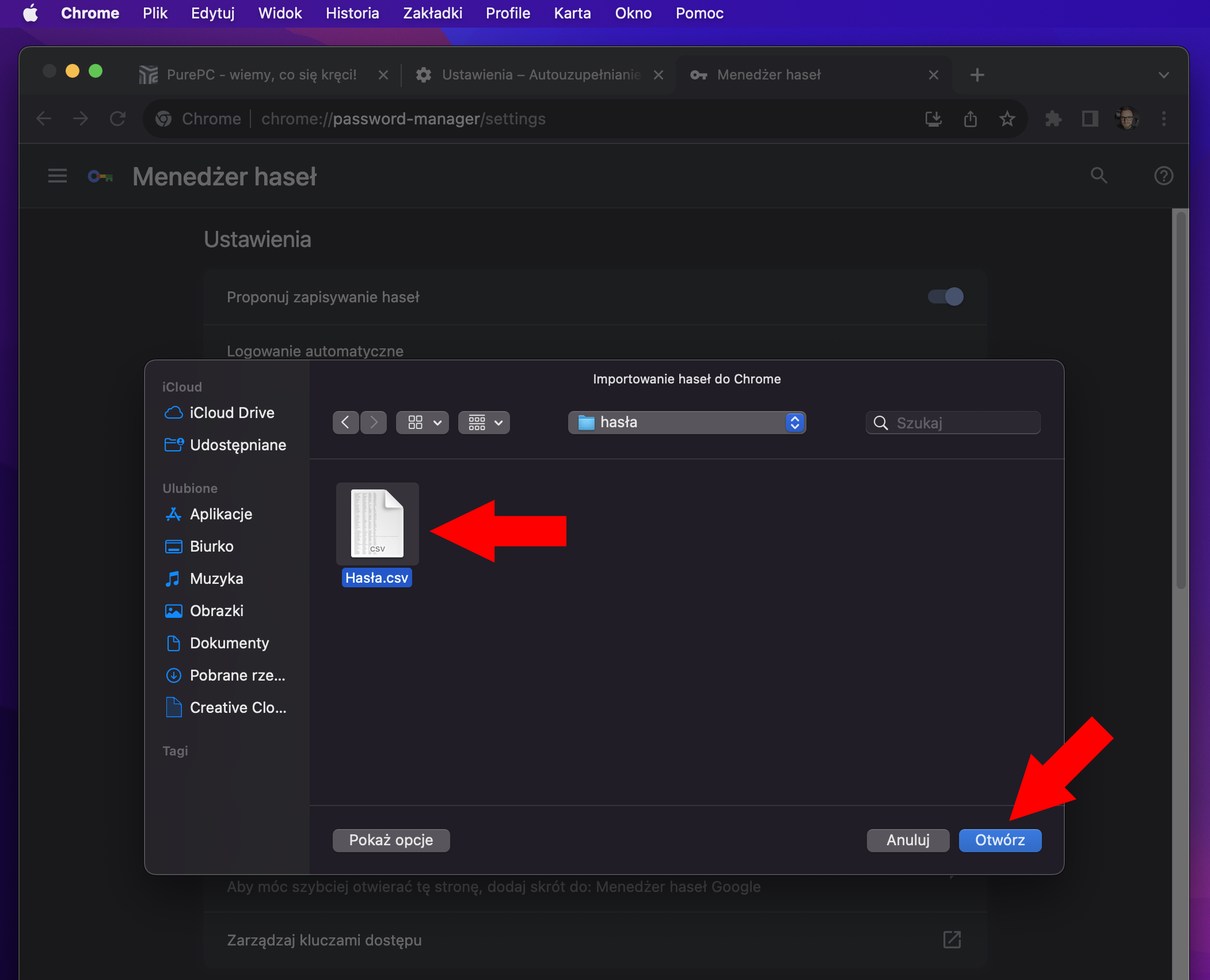 Jak skopiować i przenieść hasła z przeglądarki Safari do Chrome