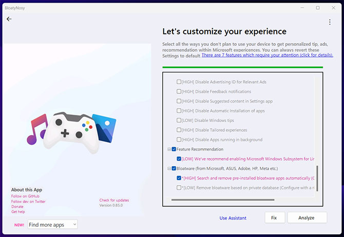 Usuń telemetrię i śmieci z Windows dosłownie kilkoma kliknięciami. Aplikacja BloatyNosy Ci w tym pomoże [nc1]