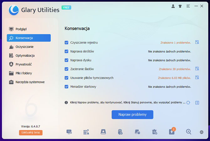 Darmowe narzędzie do czyszczenia, optymalizacji i naprawy systemu Windows. Zobacz co potrafi Glary Utilities [nc1]