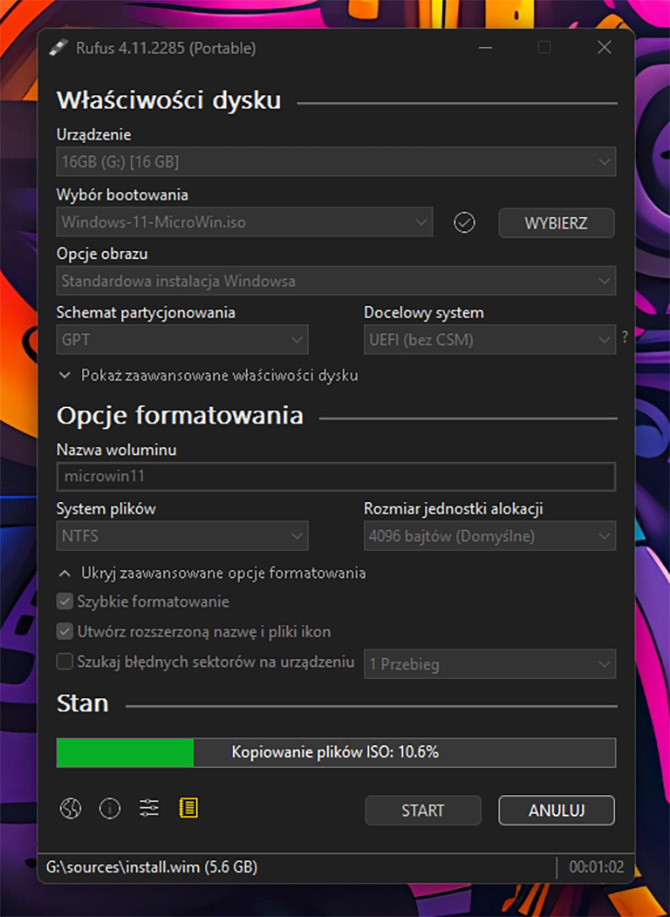 Odchudzona instalacja Windows 11 w kilku krokach, dzięki MicroWin. Mniej śmieci, lokalne konto użytkownika, brak TPM 2.0 [nc1]