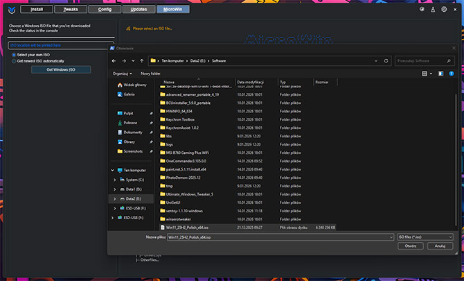 Odchudzona instalacja Windows 11 w kilku krokach, dzięki MicroWin. Mniej śmieci, lokalne konto użytkownika, brak TPM 2.0 [nc1]